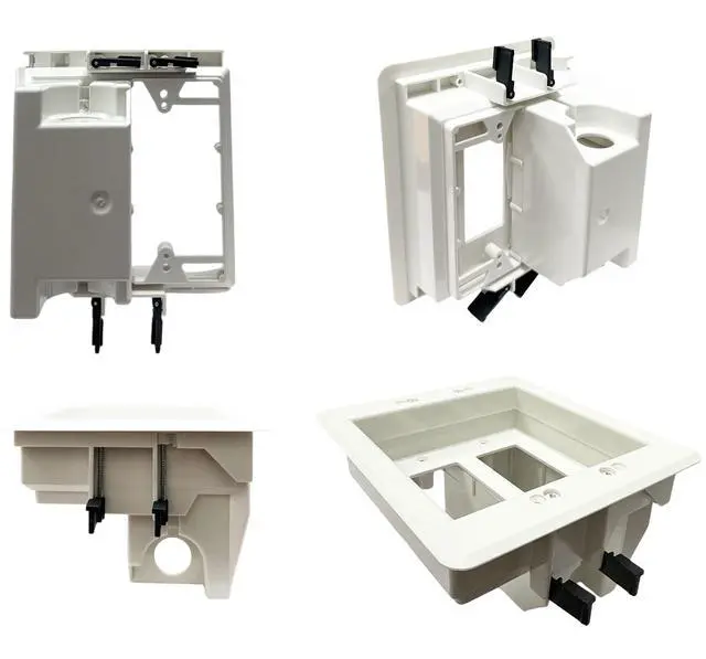 Alt view image 3 of 7 - TVBU505-1 Recessed TV Outlet Box, White, 2-Gang | In-Wall Electrical Box, Wall-Mounted TVs, Power & Low Voltage Cable Management