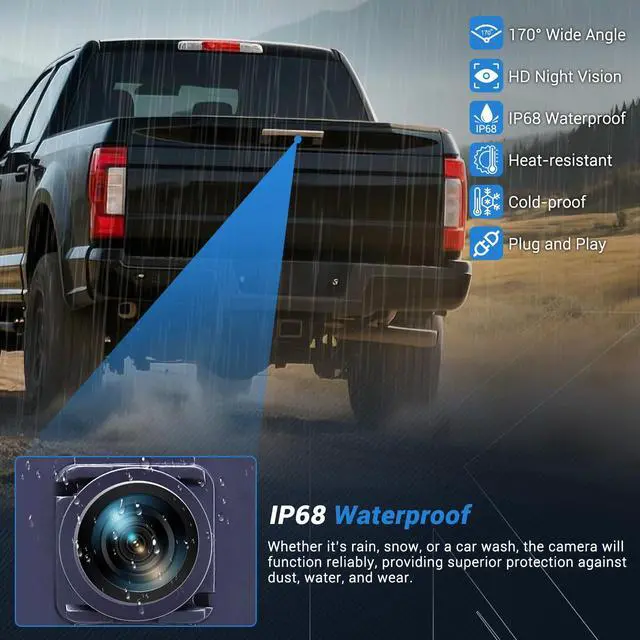 Alt view image 5 of 7 - Backup Camera Round Connector Only, with Towing Vision System | Night Vision & Waterproof Compatible with Ford Super Duty F250 F350 F450 F550 F600 2017 2018 2019 2020 2021 2022