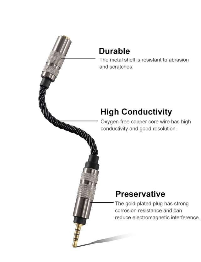 Alt view image 2 of 6 - Headphone Adapter 2.5mm Male to 3.5mm Adapter for 3.5mm Cable Connected to Balanced 2.5mm Player Device High Stereo Audio Converter OFC Cable 6 inch Length Extension Cord