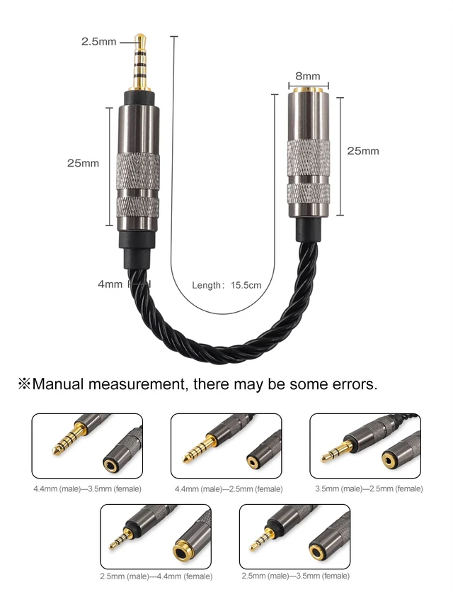 Alt view image 3 of 6 - Headphone Adapter 2.5mm Male to 3.5mm Adapter for 3.5mm Cable Connected to Balanced 2.5mm Player Device High Stereo Audio Converter OFC Cable 6 inch Length Extension Cord