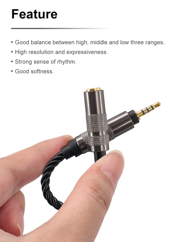 Alt view image 4 of 6 - Headphone Adapter 2.5mm Male to 3.5mm Adapter for 3.5mm Cable Connected to Balanced 2.5mm Player Device High Stereo Audio Converter OFC Cable 6 inch Length Extension Cord