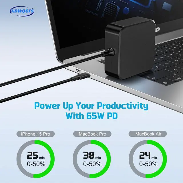 Alt view image 3 of 7 - 65W USB C Surface Pro Charger Compatible with Microsoft Type c Surface Pro Fast Charge Compatible with Microsoft Surface Pro 11 10 9 8 7+ 7 Surface pro X Tablet & Laptop Type C Fast Charger