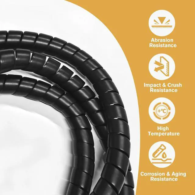 Alt view image 3 of 7 - Hydraulic Hose Protector, 40ft x 1.25" Spiral Wrap Hose Protector, Hydraulic Hose Wrap for Hydraulic Pneumatic Hoses, Black Heavy Duty PP Cable Sleeve for Wear & Abrasion Protection