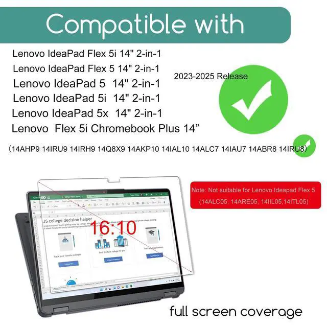 Alt view image 2 of 7 - 3 Pack Designed for Lenovo Ideapad Flex 5 / 5i 14 2-in-1 & Lenovo IdeaPad 5 /5i / 5x 14 2-in-1 Touchscreen Laptop Screen Protector (14 inch), Anti Glare and Anti Fingerprint (Matte) Shield
