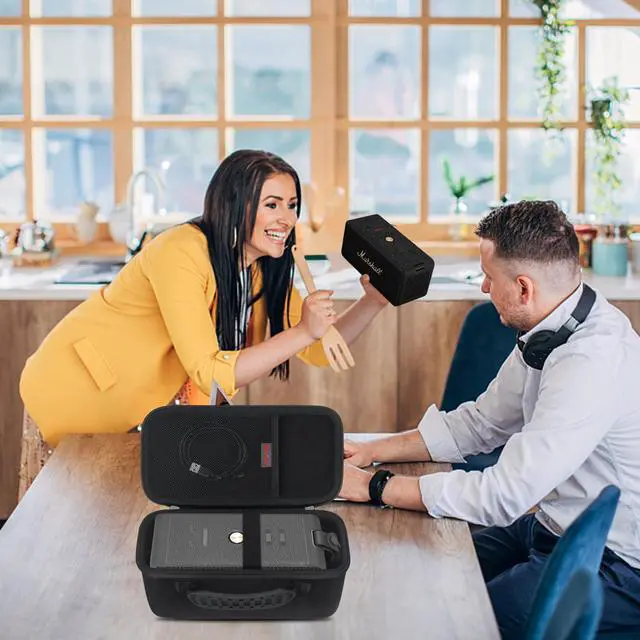 Alt view image 7 of 7 - Carrying Case for Marshall Middleton/Middleton II Portable Bluetooth Speaker, Wireless Speaker Hard Travel Protective Bag Storage Cover, Extra Mesh Pocket Fits Charging Cable, Black