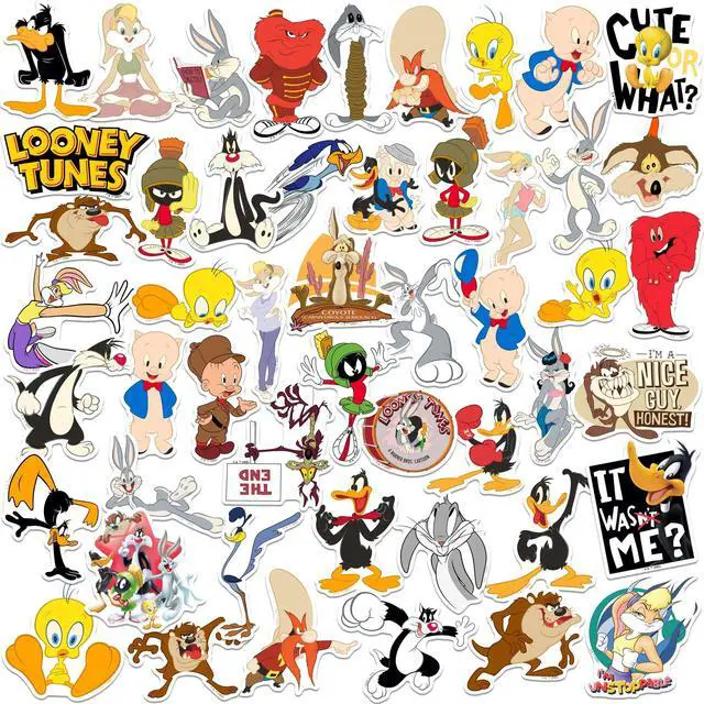 Main image of Looney Tunes 50ct Die Cut Vinyl Stickers, Tablet, Indoor & Outdoor Use