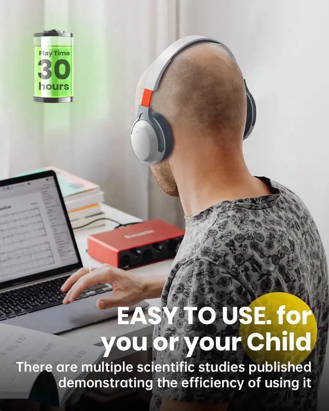 Alt view image 5 of 7 - Auditory Feedback Wireless Headphones PRO, Brain Training Toolkit, New Function: Voice Feedback and Recording, Enhanced Speech, Language, Memory, Attention, Help with Autism ADHD Pro