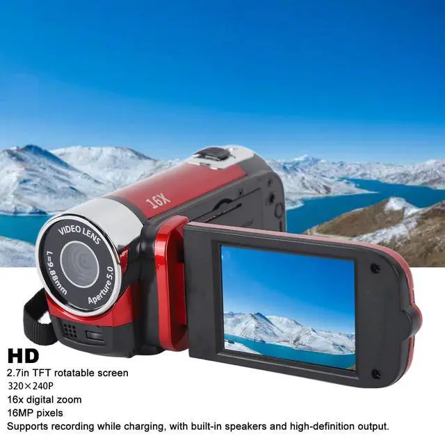 Alt view image 3 of 7 - Video Camera Camcorder, 1080P 16MP DV Camera Vlogging Recorder, 2.7in TFT 270 Degree Rotatable 16X Zoom Digital Camera for Teens Students Boys Girls Gift (Red)