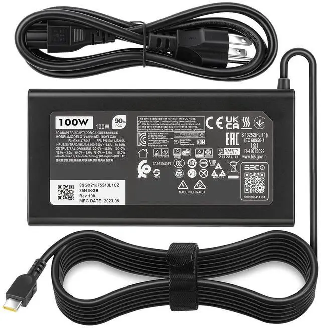 Main image of 100W USB Type C Laptop Charger Fit for Lenovo ThinkBook Plus G3 13x 14G5 14G6 14s 14p 16G4+16p Lenovo ThinkPad neo 14 P14s L15 T16 Yoga 7 Pro7 9 9i Slim 6i 7i IdeaPad 5 Pro Slim 5-20V 5A AC Adapter