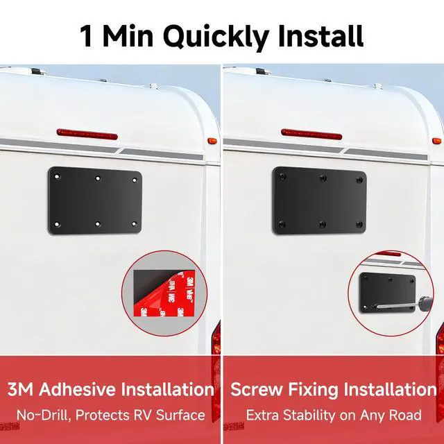Alt view image 3 of 6 - Metal Plate for Wireless Magnetic Backup Camera Mounting Base | Weatherproof anti-rust holder for fiberglass, aluminum & plastic. Reverse camera mount for RV, Trailer, Truck, Boat