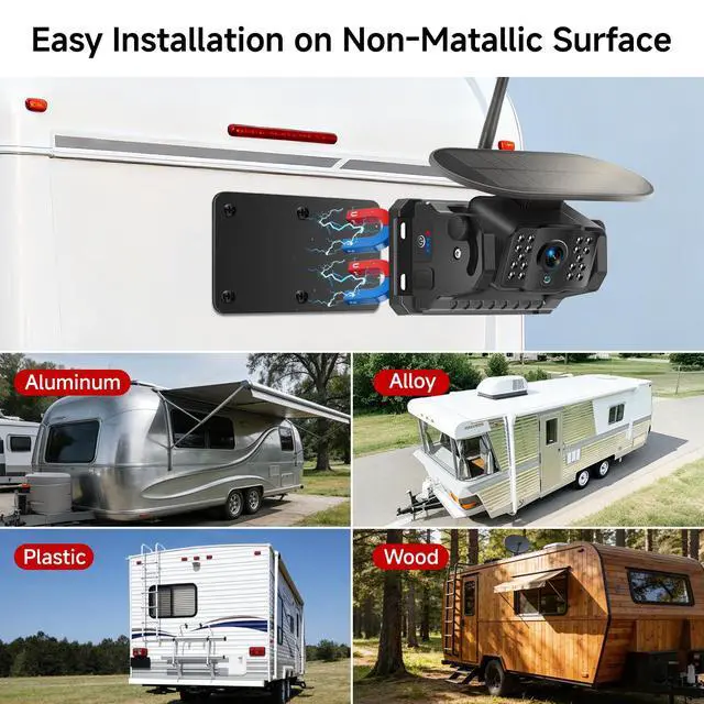 Alt view image 4 of 6 - Metal Plate for Wireless Magnetic Backup Camera Mounting Base | Weatherproof anti-rust holder for fiberglass, aluminum & plastic. Reverse camera mount for RV, Trailer, Truck, Boat