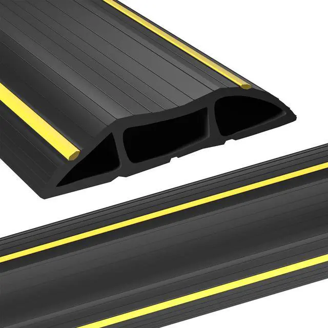 Main image of 6.5ft Floor Cable Cover, Heavy Duty 3 Channel Cord Protector | PVC Floor Cord Cover, 0.93Mid Channel, Freestanding, Cord Management, Office, Home, Warehouse, Workshop, Outdoor Event