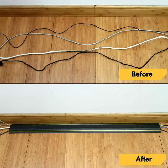 Alt view image 7 of 7 - 6.5ft Floor Cable Cover, Heavy Duty 3 Channel Cord Protector | PVC Floor Cord Cover, 0.93Mid Channel, Freestanding, Cord Management, Office, Home, Warehouse, Workshop, Outdoor Event