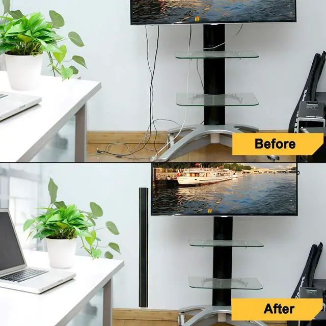 Alt view image 6 of 7 - 6.5ft Floor Cable Cover, Heavy Duty 3 Channel Cord Protector | PVC Floor Cord Cover, 0.93Mid Channel, Freestanding, Cord Management, Office, Home, Warehouse, Workshop, Outdoor Event