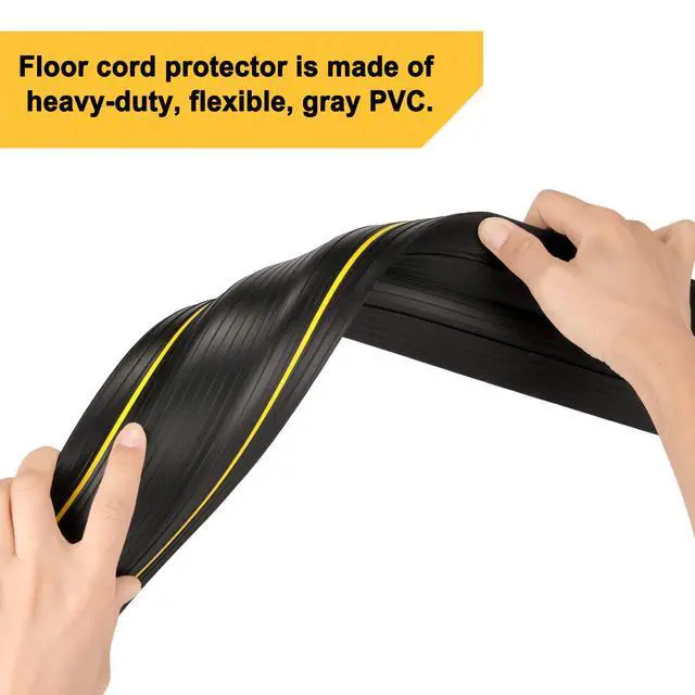 Alt view image 5 of 7 - 6.5ft Floor Cable Cover, Heavy Duty 3 Channel Cord Protector | PVC Floor Cord Cover, 0.93Mid Channel, Freestanding, Cord Management, Office, Home, Warehouse, Workshop, Outdoor Event