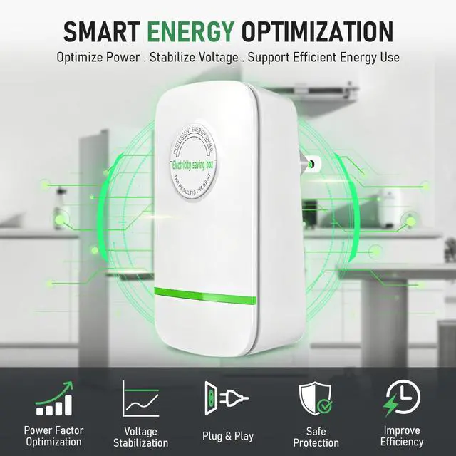 Alt view image 2 of 7 - 2pc Electricity Saving Box Energy Saving Device Smart Save Plug Power Saver Voltage Optimization Surge Protection Thermoregulation Outlet Home Office Compact Plug and Play Energy Efficiency