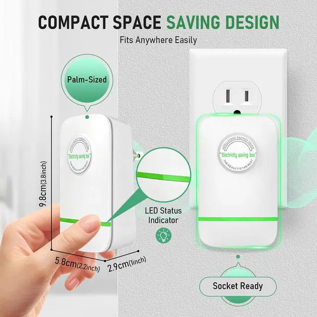 Alt view image 7 of 7 - 2pc Electricity Saving Box Energy Saving Device Smart Save Plug Power Saver Voltage Optimization Surge Protection Thermoregulation Outlet Home Office Compact Plug and Play Energy Efficiency
