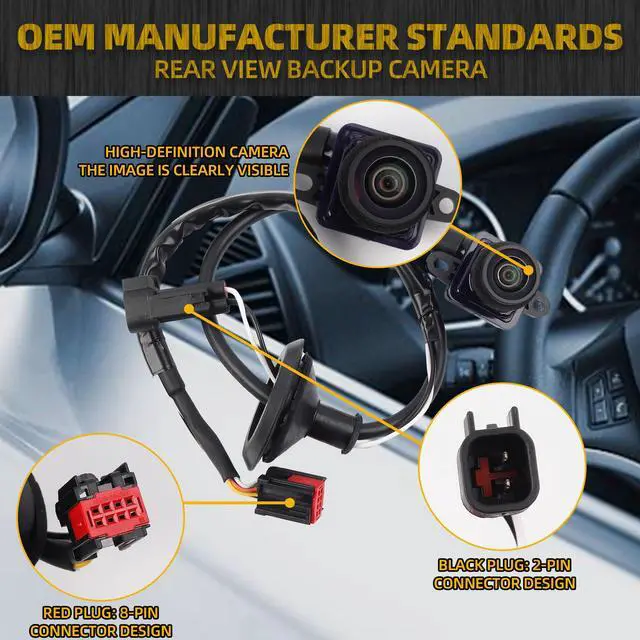 Alt view image 3 of 6 - Backup Camera Compatible with 2011-2016 Chrysler Town and Country | 2011-2020 Dodge Grand Caravan Replaces# 4672639AA CH1960103