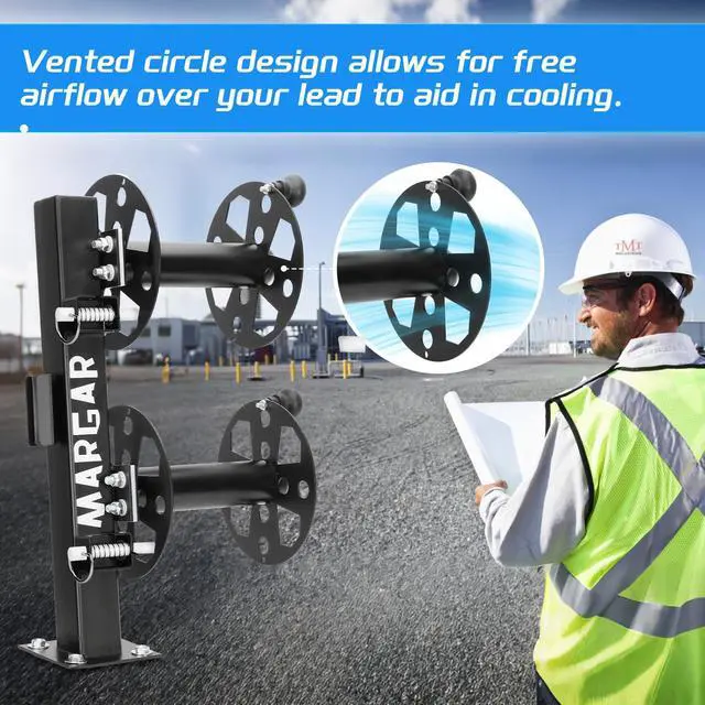 Alt view image 3 of 6 - Heavy Duty Double Welding Cable Lead Reel, 10°Tilting Fixed Base, Accommodates 150 Feet of 1/0 and 125 Feet of 2/0 Cable (10" Reel)