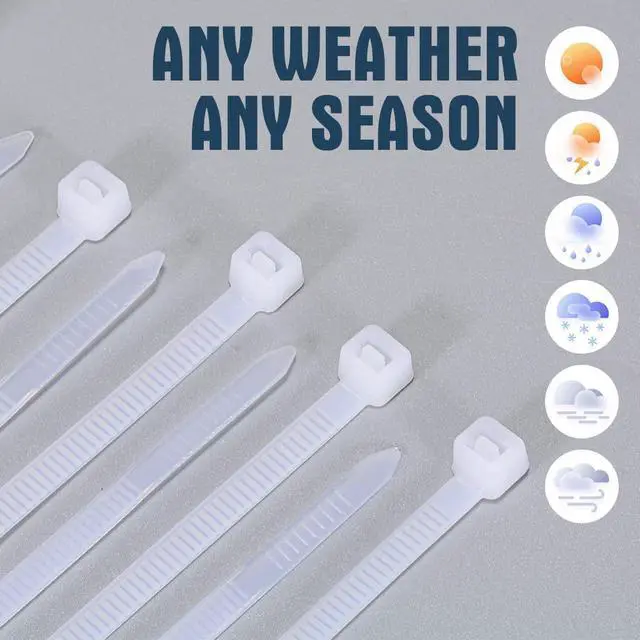 Alt view image 2 of 6 - 8 Inch Zip Ties White 2000 Pack Bulk, 40 lb Tensile Strength Nylon Cable Ties, UV Resistant Self-Locking Wire Ties for Cable Management, Garden, Garage, Home and Indoor Outdoor Use