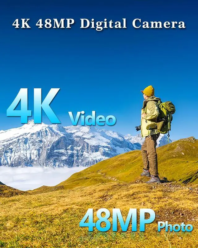 Alt view image 2 of 7 - 4K Digital Camera for YouTube Compact Video Camera with Microphone Anti-Shake Night Vision 16X Zoom Travel Family Vlogging Daily Recording Beginners Kids