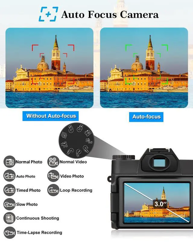 Alt view image 7 of 7 - 4K Digital Camera for YouTube Compact Video Camera with Microphone Anti-Shake Night Vision 16X Zoom Travel Family Vlogging Daily Recording Beginners Kids