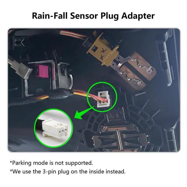 Alt view image 3 of 6 - Dash Cam Power Adapter for Mercedes Benz with 3-Pin Rain Sensor Hidden Cable Kit for GPS Radar Mirror Camera, Plug & Play Fits All Mercedes Benz Models with 3-Pin Rain Sensor Port
