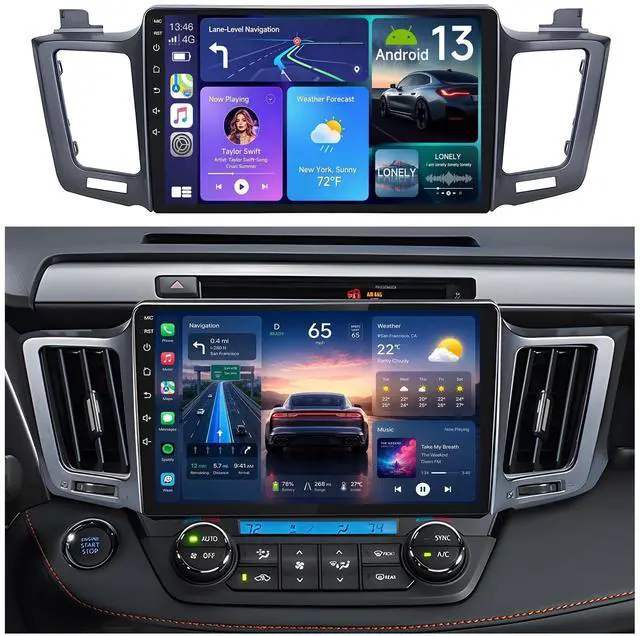 Main image of Car Radio for Toyota RAV4 2013-2018: 4GB+64GB 10.1" 1280x800 Touchscreen Upgrade with Wireless Carplay Android Auto 1080 Backup Camera Bluetooth 5GWiFi GPS FM SWC