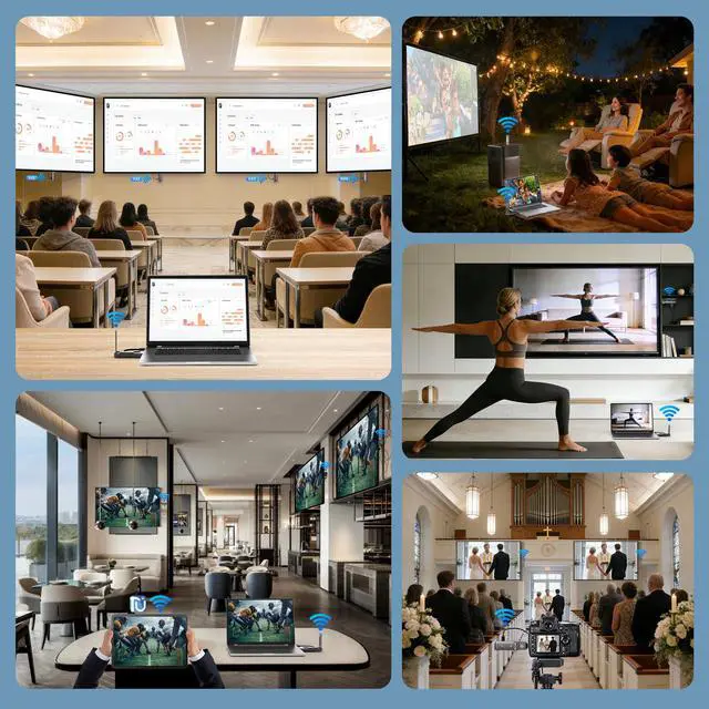 Alt view image 5 of 7 - 2027 New Wireless HDMI Transmitter and 2 Recievers | Up to 6 RXs, 328FT Range, 4K to 1080P@60Hz, 5.8GHz, Plug and Play, for Laptop/Camera/Cable Box Streaming to Multiple Screens
