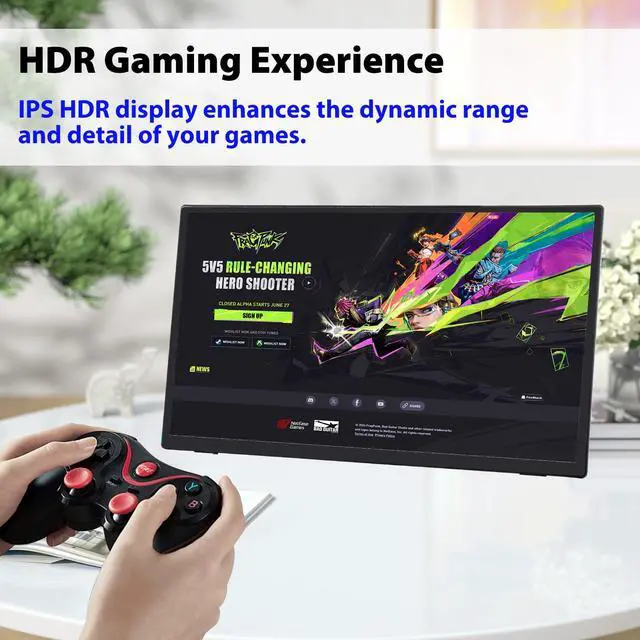 Alt view image 6 of 7 - 18.5 inch Portable Monitor 1920x1080 IPS Touchscreen 120HZ 1080P Touch Display with HDMI USB-C, Built-in Speakers, Kickstand VESA for Xbox PS4/5 Laptop Mac PC