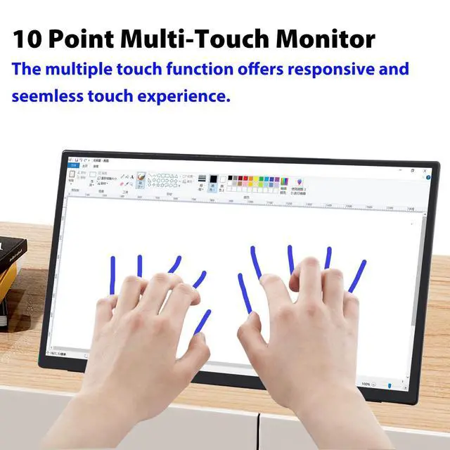 Alt view image 7 of 7 - 18.5 inch Portable Monitor 1920x1080 IPS Touchscreen 120HZ 1080P Touch Display with HDMI USB-C, Built-in Speakers, Kickstand VESA for Xbox PS4/5 Laptop Mac PC