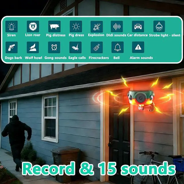 Alt view image 4 of 7 - Solar Outdoor Motion Sensor Alarm - 360° Detection & 3x120dB Speakers, 3 Sensors, Universal Mount & Ground Stake, IP65 Waterproof Security Alarm for Yard, Farm, Warehouse (1pack)