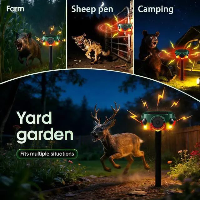 Alt view image 5 of 7 - Solar Outdoor Motion Sensor Alarm - 360° Detection & 3x120dB Speakers, 3 Sensors, Universal Mount & Ground Stake, IP65 Waterproof Security Alarm for Yard, Farm, Warehouse (1pack)