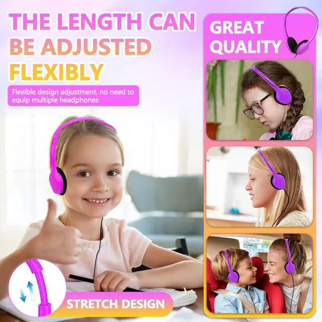 Alt view image 2 of 7 - Class Set Headphones for Kids Students School Classroom 20 Pack | Bulk Headphones for Kids Adjustable with 3.5 mm Jack for Library Children Mixed Colors