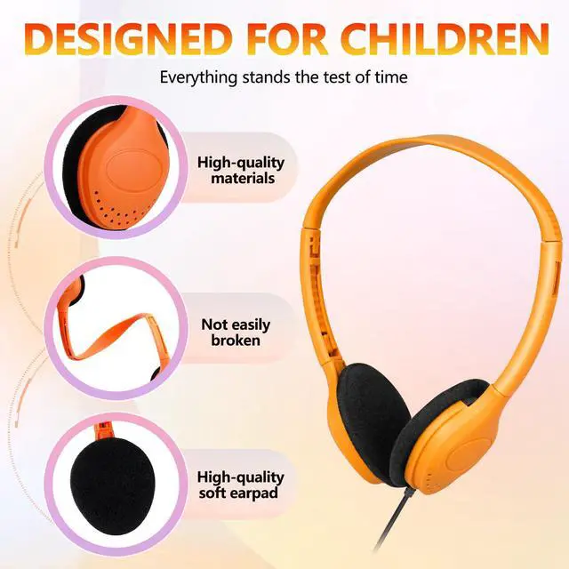 Alt view image 3 of 7 - Class Set Headphones for Kids Students School Classroom 20 Pack | Bulk Headphones for Kids Adjustable with 3.5 mm Jack for Library Children Mixed Colors