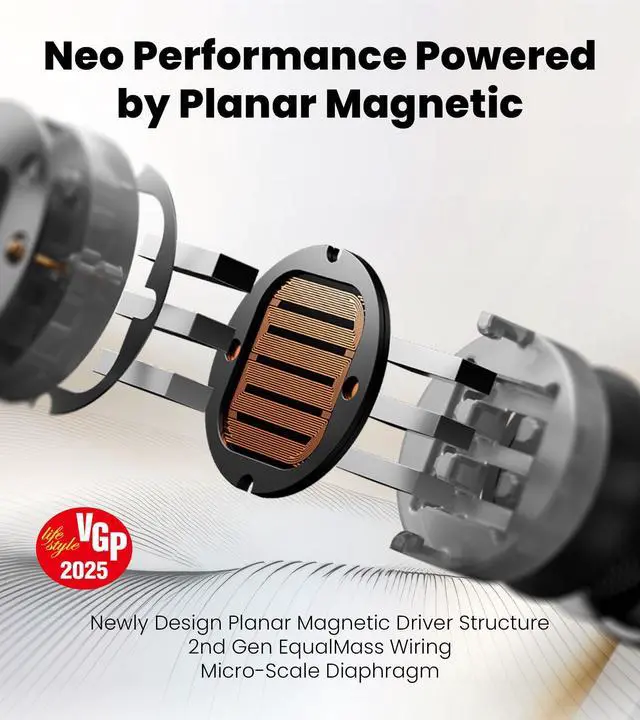 Alt view image 2 of 7 - NeoBuds Planar Wireless Planar Magnetic Earbuds | Planar Magnetic Driver, Adaptive ANC, Hi-Res Certified, Snapdragon Sound, Multipoint Connection, Clear Call Microphone