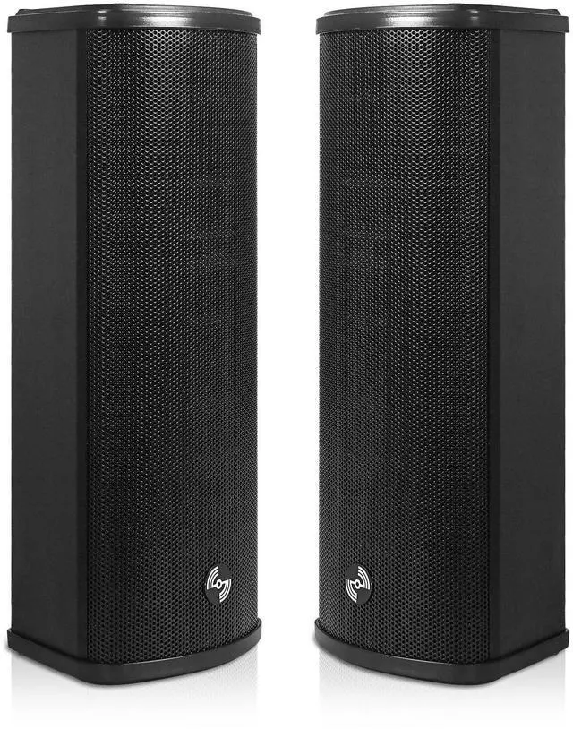 Main image of Pair of 70V/100V Dual 5" Weather-Resistant Column Array Passive Speakers, with IP55-rated Aluminum Enclosure, for Home & Commercial Installations, Indoor & Outdoor, Black(TARVOS-CL25B-PAIR)