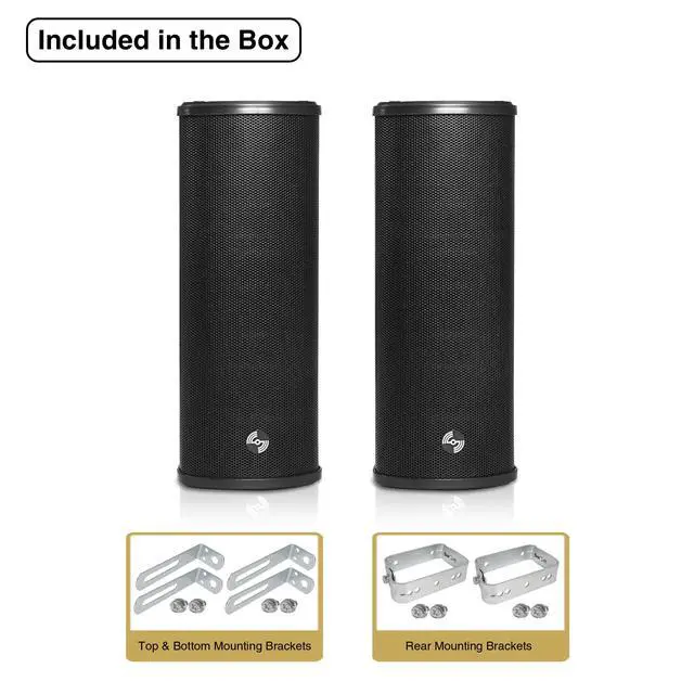 Alt view image 2 of 6 - Pair of 70V/100V Dual 5" Weather-Resistant Column Array Passive Speakers, with IP55-rated Aluminum Enclosure, for Home & Commercial Installations, Indoor & Outdoor, Black(TARVOS-CL25B-PAIR)
