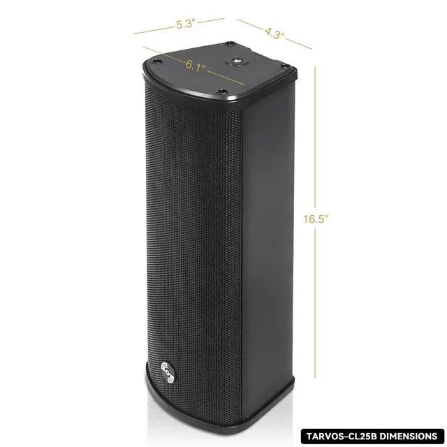 Alt view image 3 of 6 - Pair of 70V/100V Dual 5" Weather-Resistant Column Array Passive Speakers, with IP55-rated Aluminum Enclosure, for Home & Commercial Installations, Indoor & Outdoor, Black(TARVOS-CL25B-PAIR)