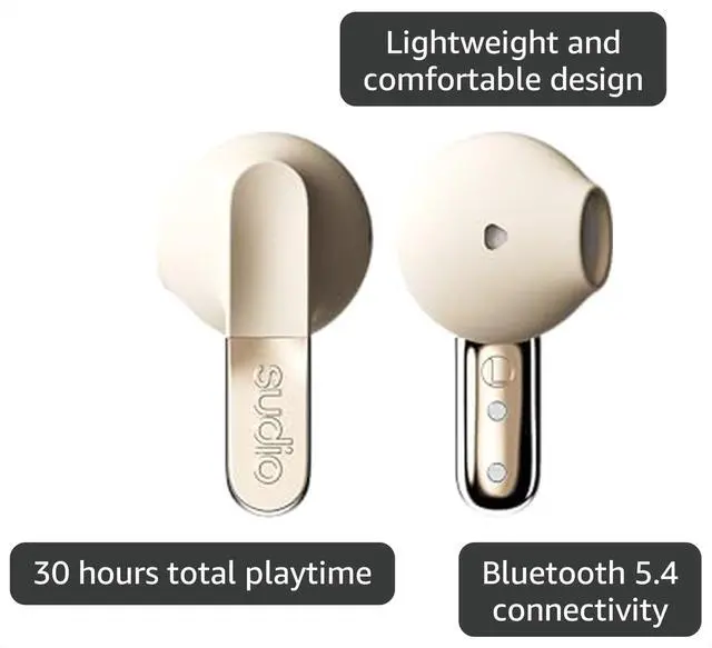 Alt view image 3 of 7 - N3 True Wireless Bluetooth On-Ear Earbuds High-Definition Sound, 30-Hour Playtime, Clear Calls, Sweat & Splash Resistant, Eco-Friendly Recycled Plastics (Sand)
