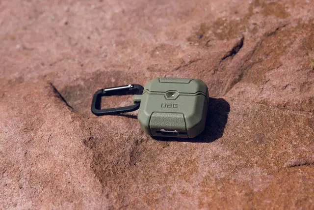 Alt view image 3 of 7 - UAG Designed for AirPods 4th Gen Case Scout, Rugged Military Grade Drop Proof Protective Cover with Detachable Carabiner Clip & Secure Lip Closure, Olive Drab