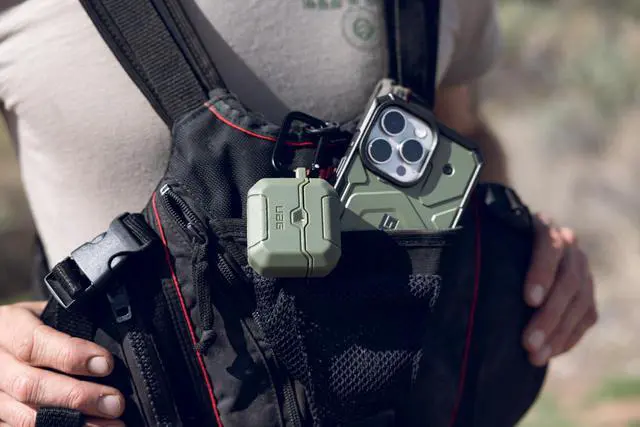 Alt view image 4 of 7 - UAG Designed for AirPods 4th Gen Case Scout, Rugged Military Grade Drop Proof Protective Cover with Detachable Carabiner Clip & Secure Lip Closure, Olive Drab