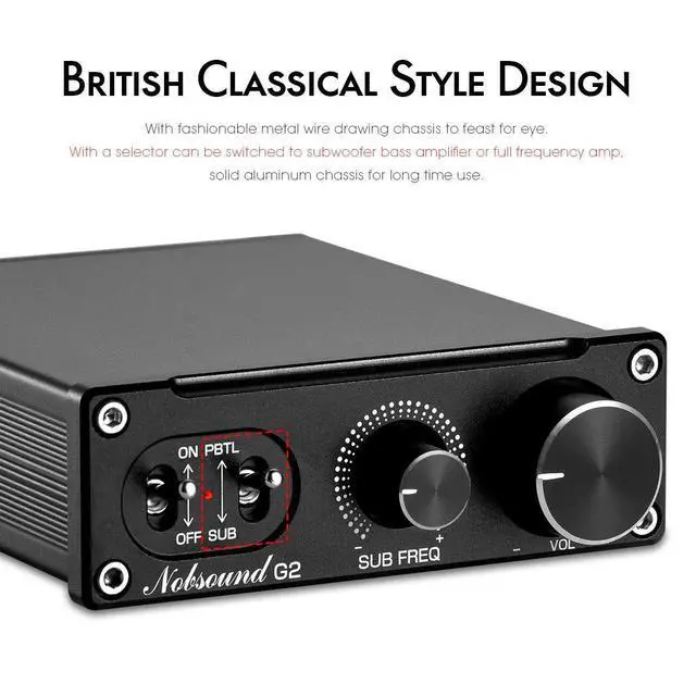 Alt view image 6 of 7 - Nobsound G2 Subwoofer Power Amplifier Mini Mono SUB Amp 100W PBTL BTL Bridge Home Theater