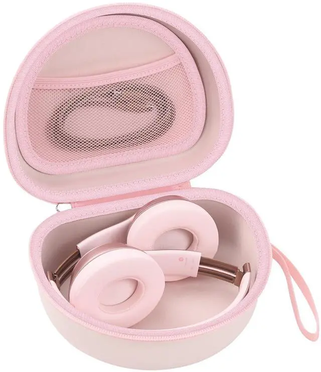Main image of Headphone Case for Beats/JLab Go JBuds Lux ANC/JBL/BERIBES/KVIDIO, Pink | for Souncore Q20i/ TOZO HT3/ Picun Foldable Over-Ear Headphones,with Handle Strap Travel Carrying Headset Case