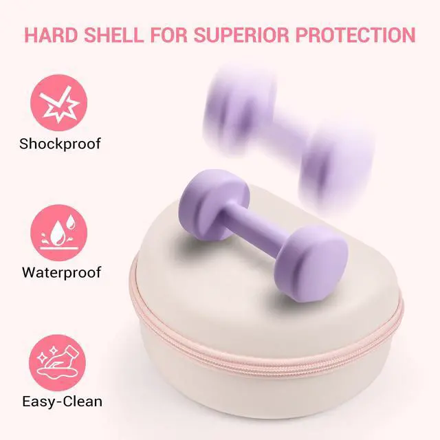 Alt view image 5 of 6 - Headphone Case for Beats/JLab Go JBuds Lux ANC/JBL/BERIBES/KVIDIO, Pink | for Souncore Q20i/ TOZO HT3/ Picun Foldable Over-Ear Headphones,with Handle Strap Travel Carrying Headset Case