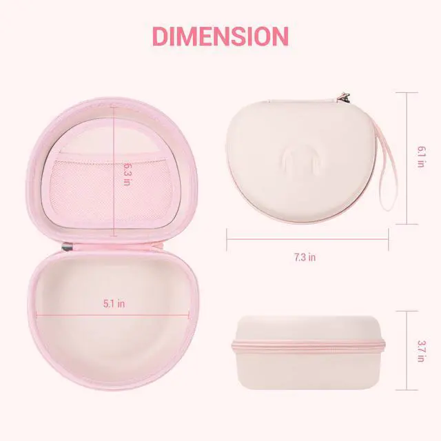 Alt view image 3 of 6 - Headphone Case for Beats/JLab Go JBuds Lux ANC/JBL/BERIBES/KVIDIO, Pink | for Souncore Q20i/ TOZO HT3/ Picun Foldable Over-Ear Headphones,with Handle Strap Travel Carrying Headset Case