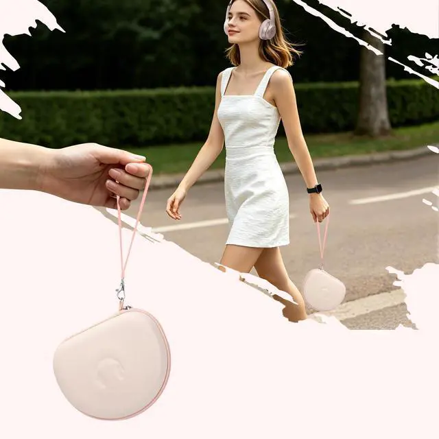 Alt view image 6 of 6 - Headphone Case for Beats/JLab Go JBuds Lux ANC/JBL/BERIBES/KVIDIO, Pink | for Souncore Q20i/ TOZO HT3/ Picun Foldable Over-Ear Headphones,with Handle Strap Travel Carrying Headset Case