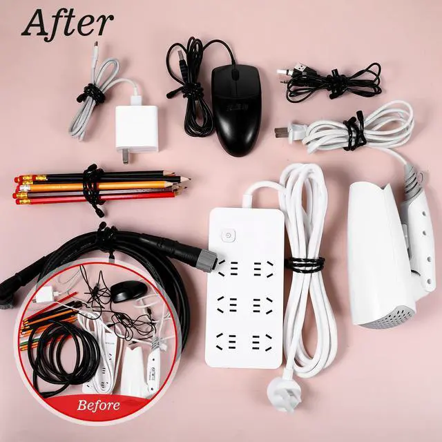 Alt view image 4 of 7 - 24Pcs Silicone Cable Ties 6/12/18 Inch Reusable Silicone Twist Ties Steel-Core Cable Tie Straps for Bundling and Organizing Bendable Cord Tie Holder Strap for Indoor and Outdoor All Purpose (Black)