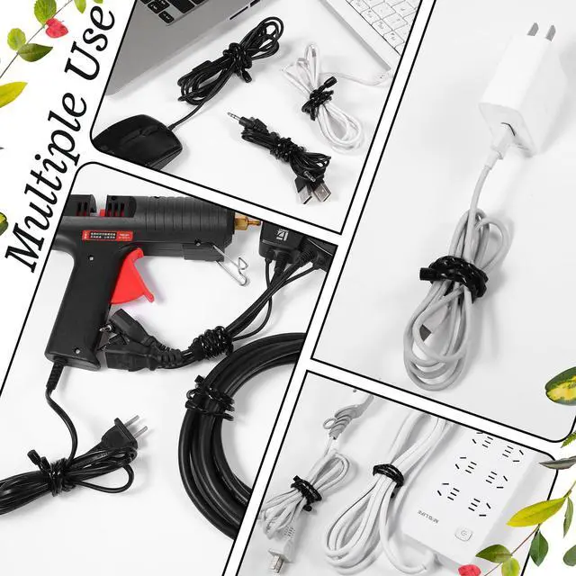 Alt view image 5 of 7 - 24Pcs Silicone Cable Ties 6/12/18 Inch Reusable Silicone Twist Ties Steel-Core Cable Tie Straps for Bundling and Organizing Bendable Cord Tie Holder Strap for Indoor and Outdoor All Purpose (Black)
