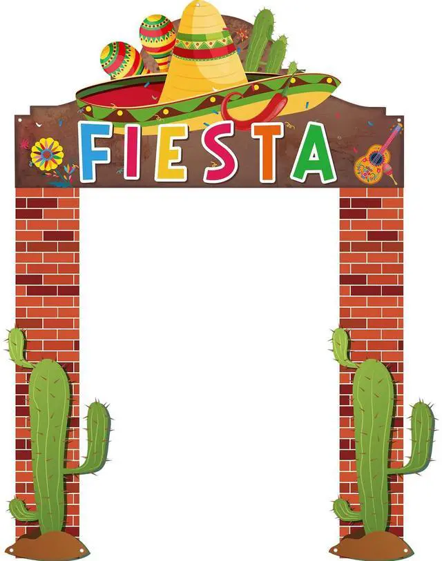 Main image of 3 Pcs Fiesta Party Banner Decorations Mexican Themed Backdrop with Sombrero | Cactus and Guitar, Reusable Fiesta Backdrop for Taco Tuesday, Birthday, Bachelorette and Backyard Party Supplies